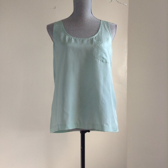 NWT J.Crew Women's 2 Light 100% Silk Pocket Sleeveless Tank Top 39370 Green - Picture 3 of 14